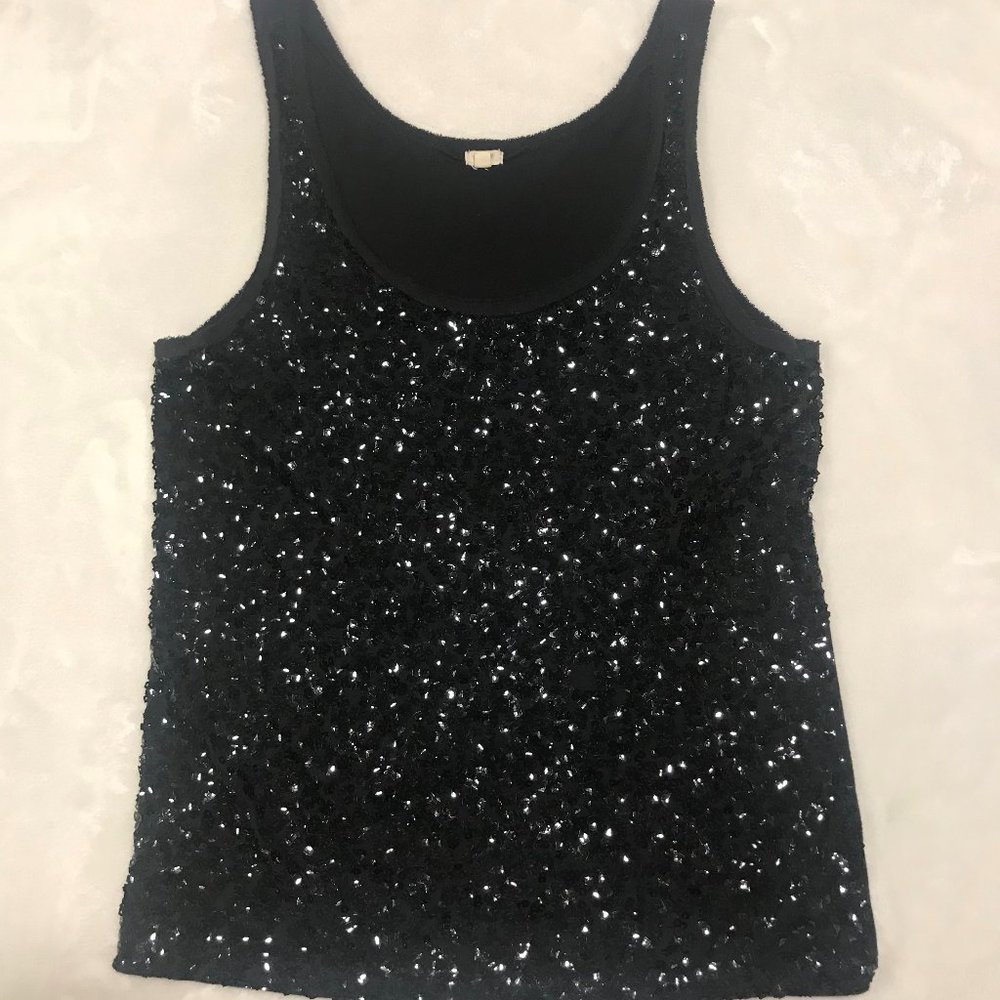 J.Crew Black Festive Sequin Tank Size L - Picture 2 of 8